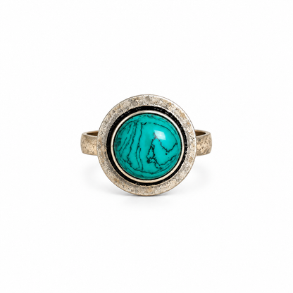 Oxidised Turquoise Stone Statement Ring | Boho Vintage Silver Finish