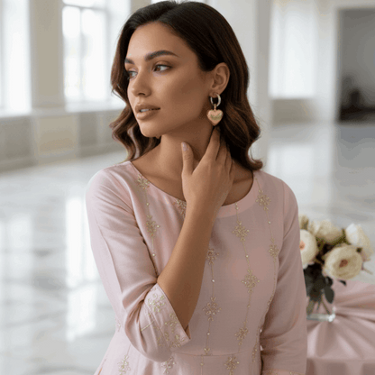 Elegant Leaf Cluster Pearl Drop Earrings