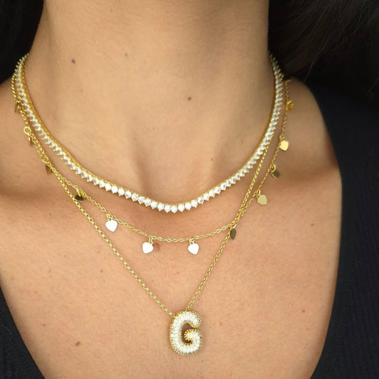 G Letter Diamond Necklace – Gold Plated Pavé Alphabet Pendant