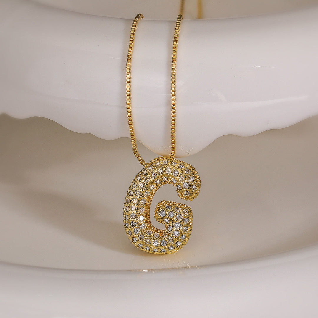 G Letter Diamond Necklace – Gold Plated Pavé Alphabet Pendant
