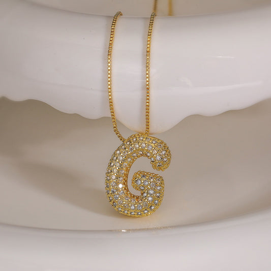 G Letter Diamond Necklace – Gold Plated Pavé Alphabet Pendant