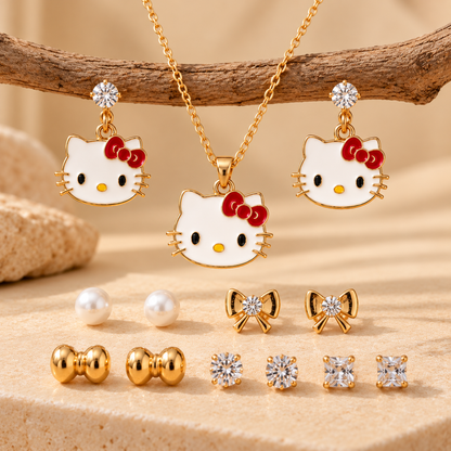 Cute Kitty Kids Jewelry Gift Set for Girls