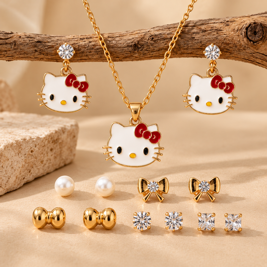 Cute Kitty Kids Jewelry Gift Set for Girls