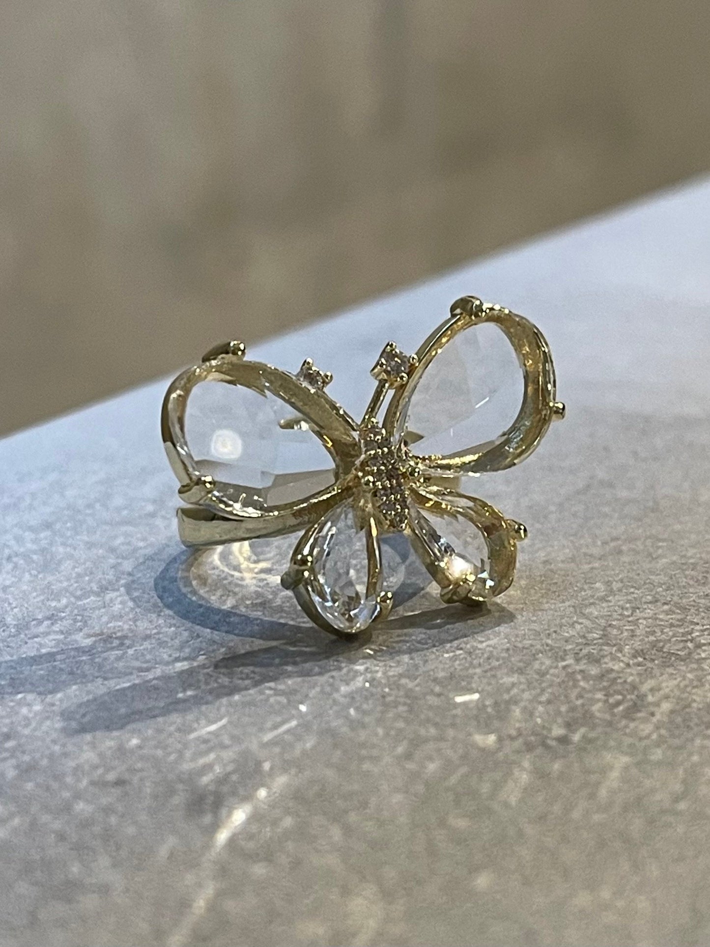 Big Crystal Butterfly Ring
