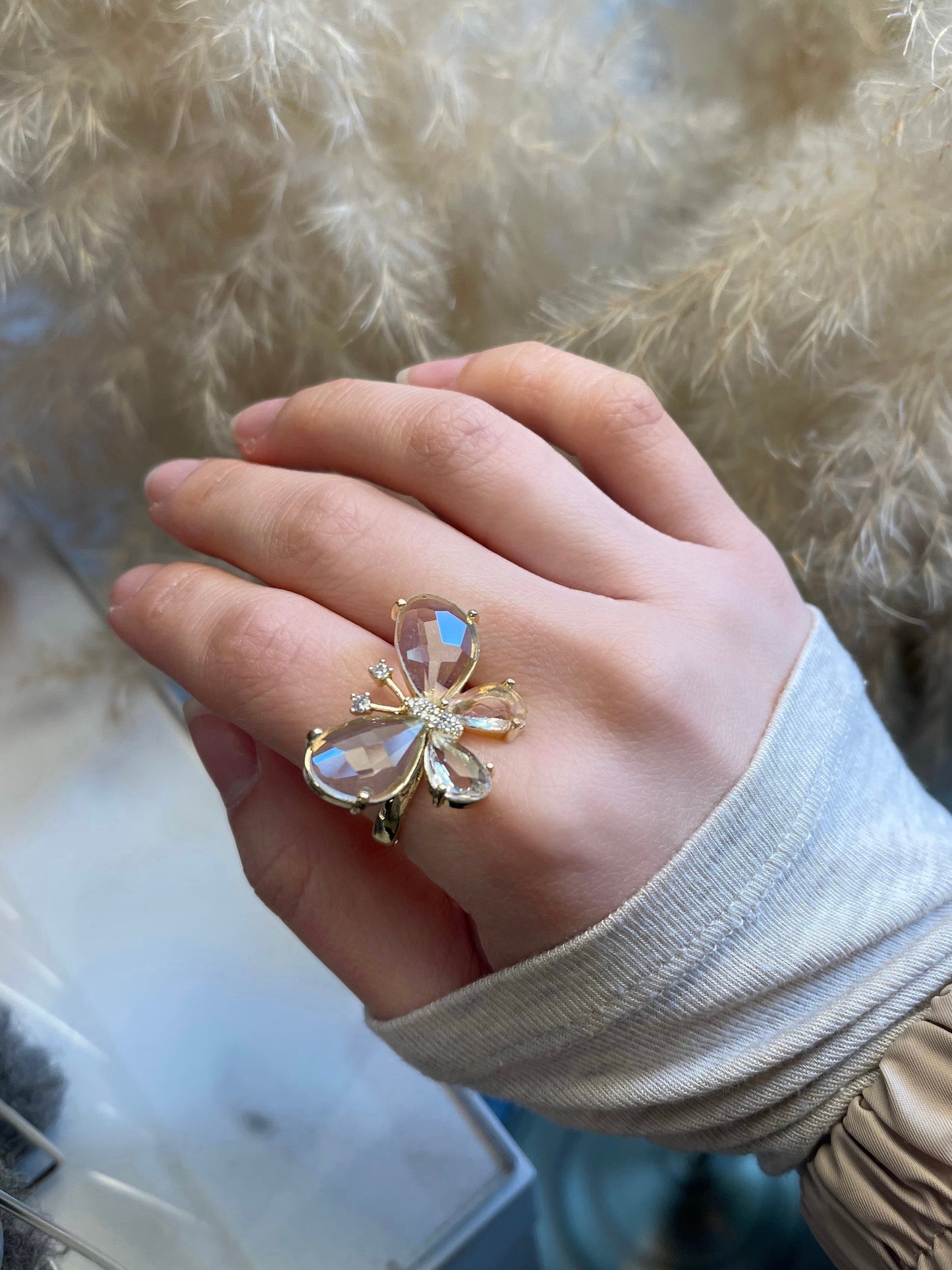 Big Crystal Butterfly Ring