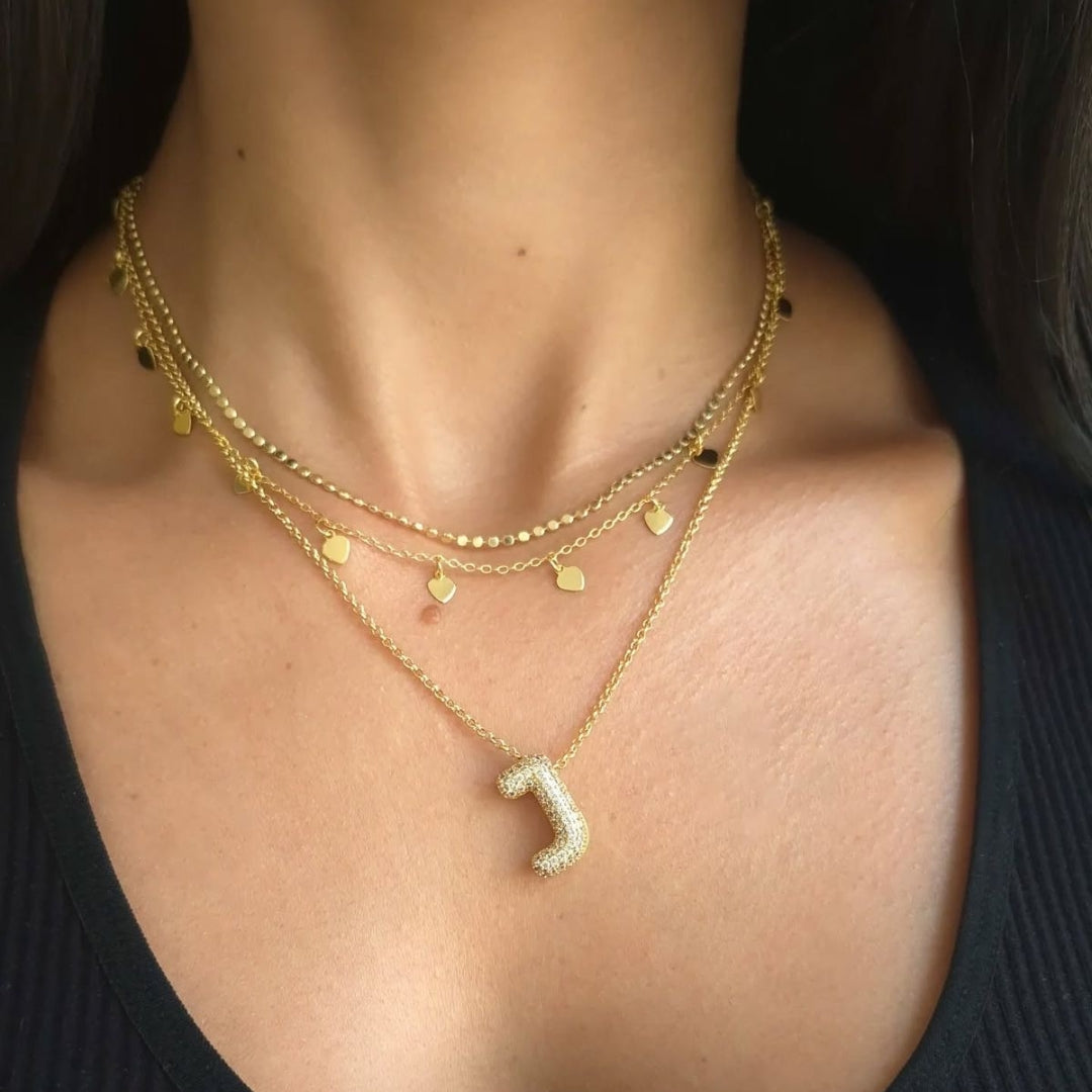 J Letter Diamond Necklace – Gold Plated Pavé Alphabet Pendant