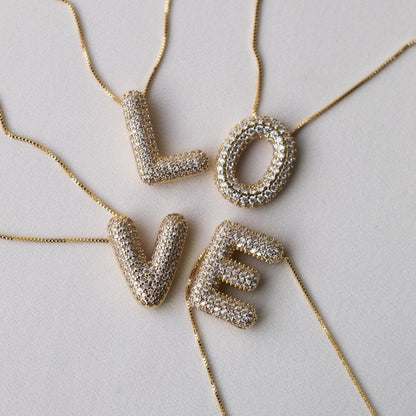 L Letter Diamond Necklace – Gold Plated Pavé Alphabet Pendant