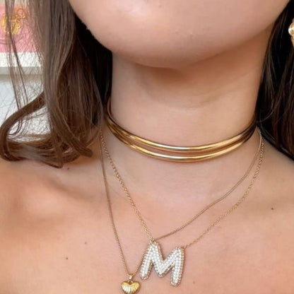 M Letter Diamond Necklace – Gold Plated Pavé Alphabet Pendant