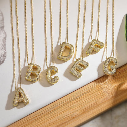 P Letter Diamond Necklace – Gold Plated Pavé Alphabet Pendant
