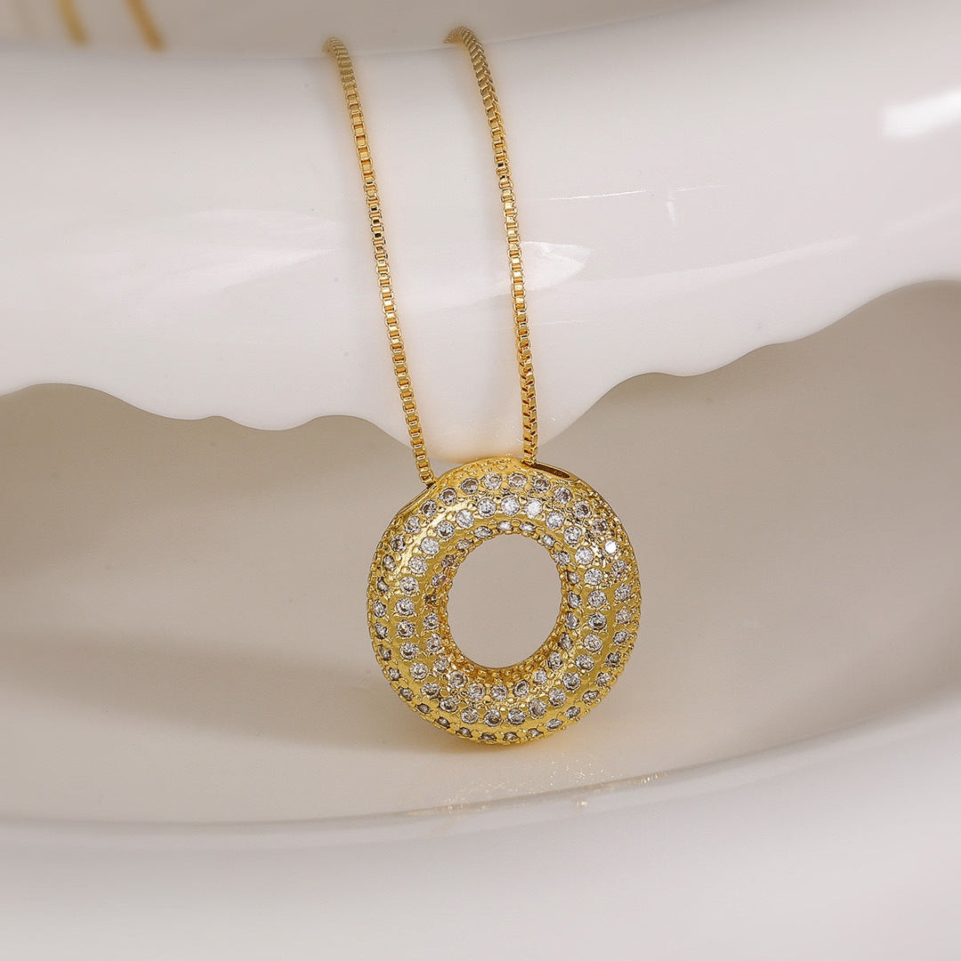 O Letter Diamond Necklace – Gold Plated Pavé Alphabet Pendant