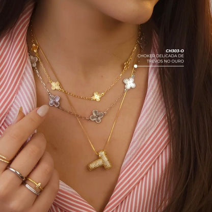 T Letter Diamond Necklace – Gold Plated Pavé Alphabet Pendant