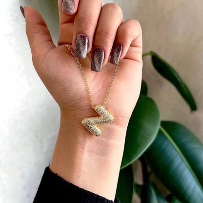 Z Letter Diamond Necklace – Gold Plated Pavé Alphabet Pendant