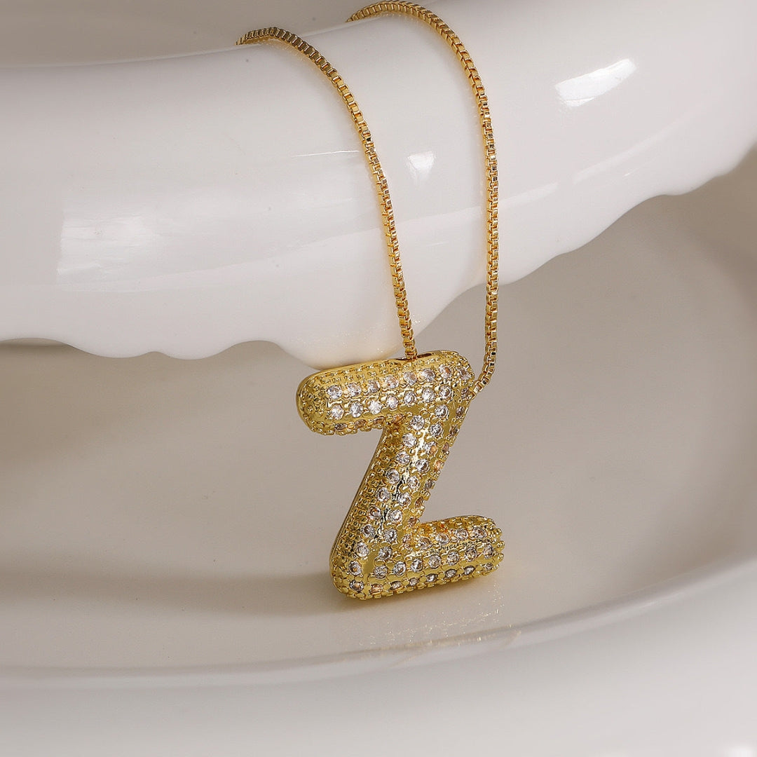 Z Letter Diamond Necklace – Gold Plated Pavé Alphabet Pendant