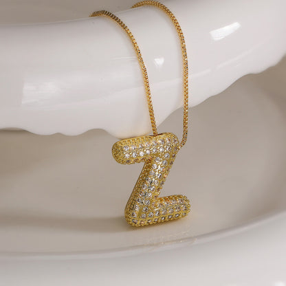 Z Letter Diamond Necklace – Gold Plated Pavé Alphabet Pendant