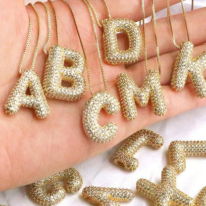 P Letter Diamond Necklace – Gold Plated Pavé Alphabet Pendant
