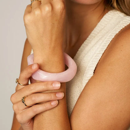 Chunky Resin Bangle Bracelet for Women - Pink