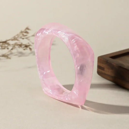 Chunky Resin Bangle Bracelet for Women - Pink