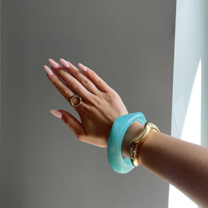 Chunky Resin Bangle Bracelet for Women - Sky Blue