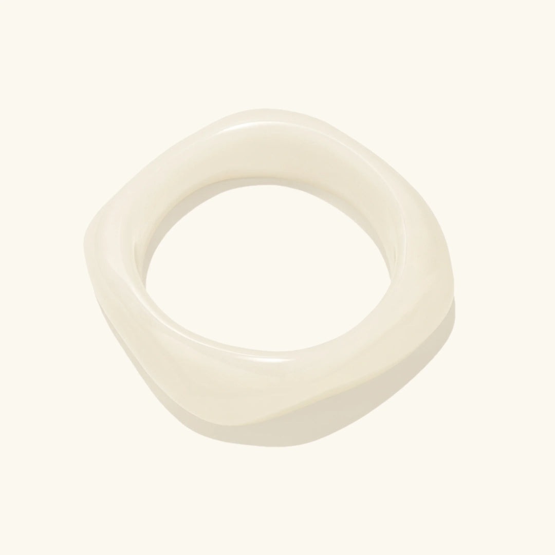 Chunky Resin Bangle Bracelet for Women - White