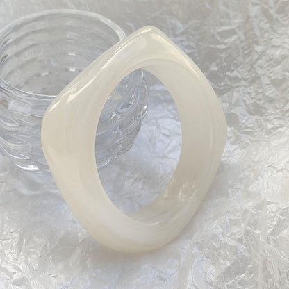 Chunky Resin Bangle Bracelet for Women - White