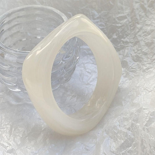 Chunky Resin Bangle Bracelet for Women - White