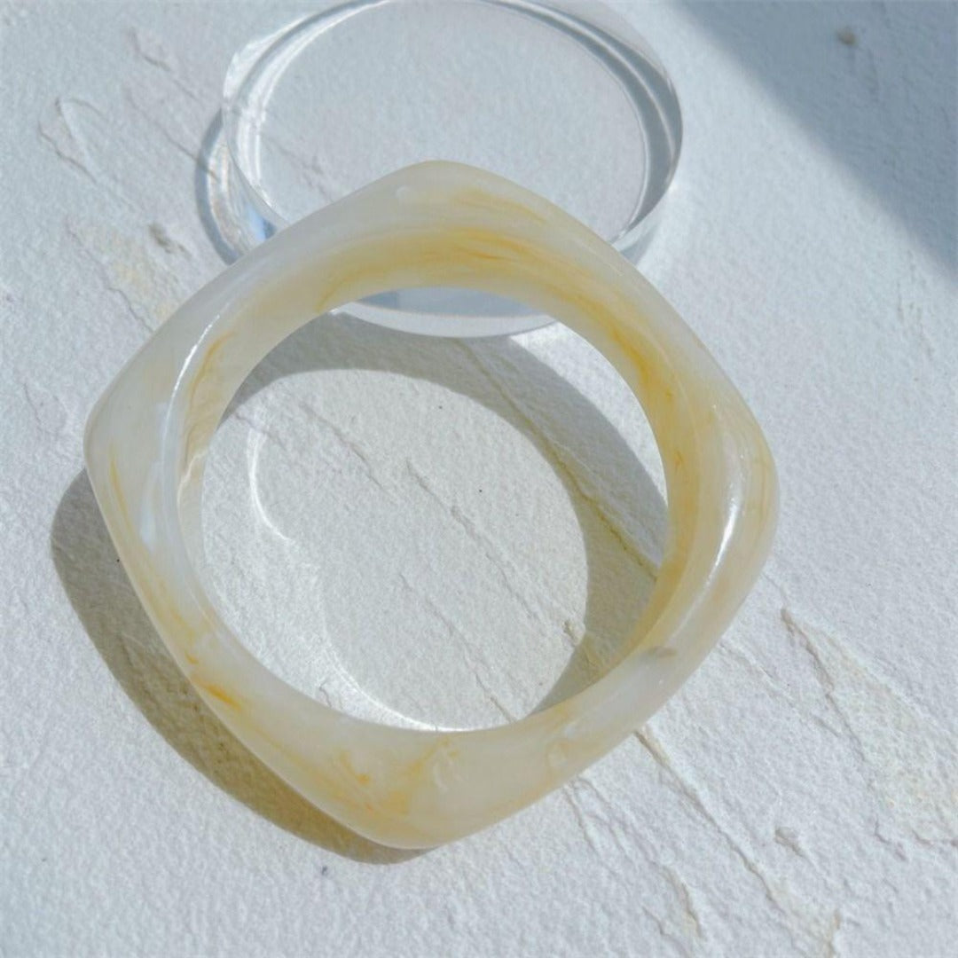 Chunky Resin Bangle Bracelet for Women - White
