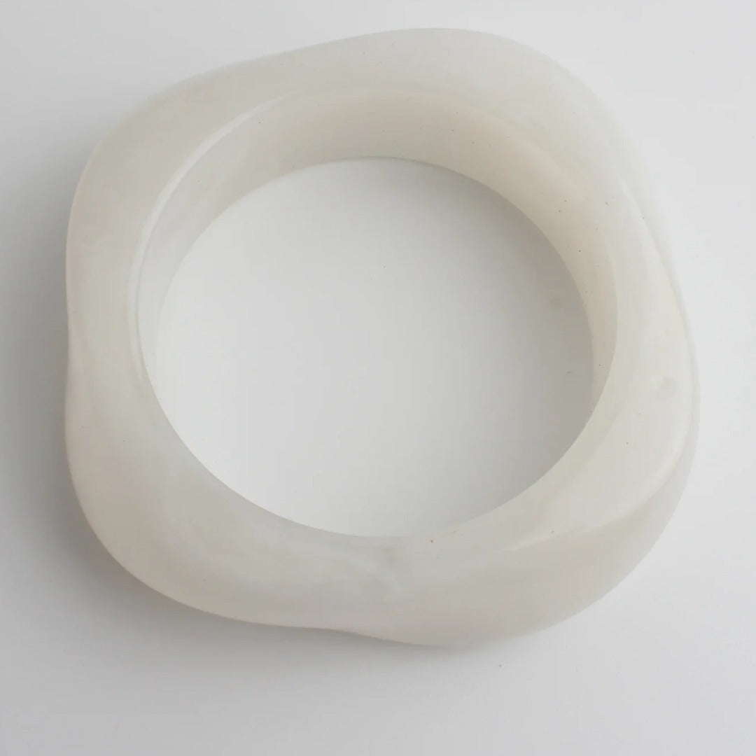 Chunky Resin Bangle Bracelet for Women - White