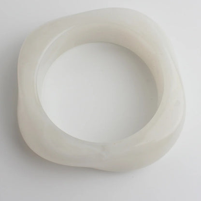 Chunky Resin Bangle Bracelet for Women - White